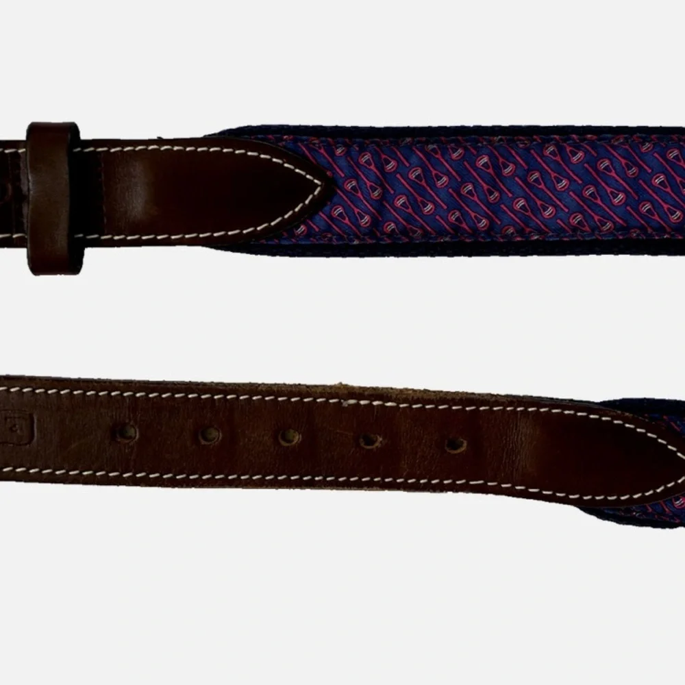 Vineyard Vine Navy and Brown Patterned Belt